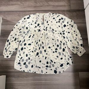 Ted Baker White and Black Patterned Blouse